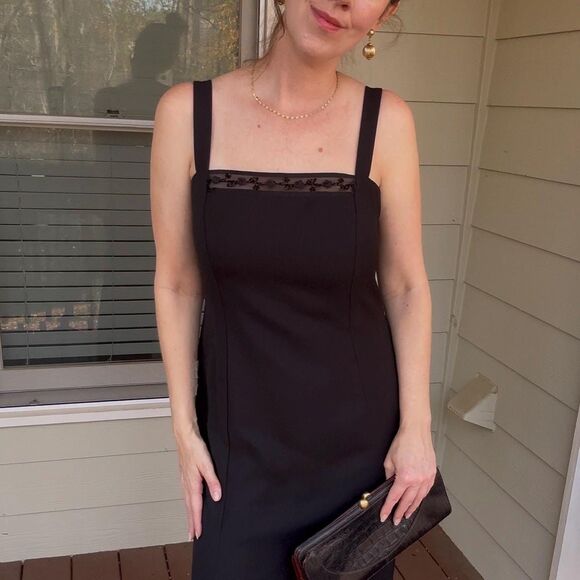 Vintage 1990s Y2K JR Nites Black Beaded Formal Prom Dress, Size 8 - Picture 5 of 16